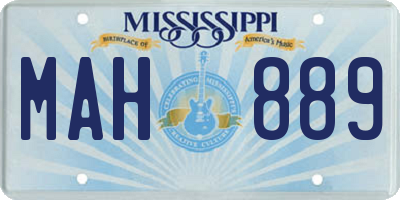 MS license plate MAH889