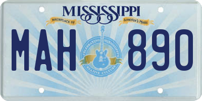 MS license plate MAH890