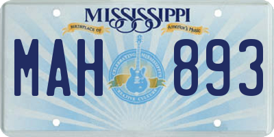 MS license plate MAH893
