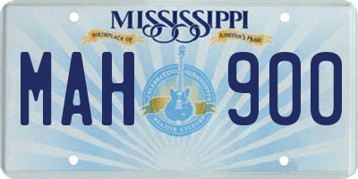 MS license plate MAH900