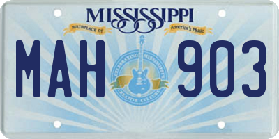 MS license plate MAH903