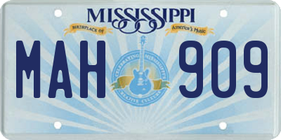 MS license plate MAH909