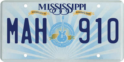 MS license plate MAH910