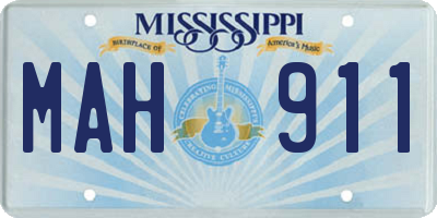 MS license plate MAH911