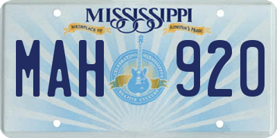 MS license plate MAH920