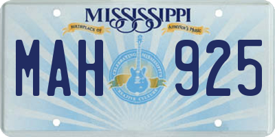 MS license plate MAH925