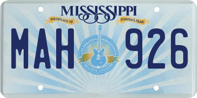 MS license plate MAH926