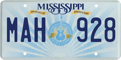 MS license plate MAH928