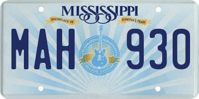 MS license plate MAH930