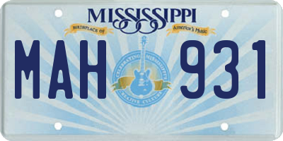 MS license plate MAH931
