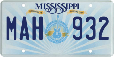 MS license plate MAH932