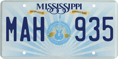 MS license plate MAH935