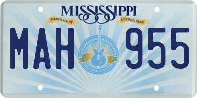 MS license plate MAH955