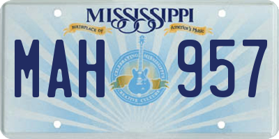 MS license plate MAH957