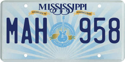 MS license plate MAH958