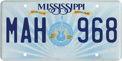 MS license plate MAH968