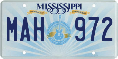 MS license plate MAH972