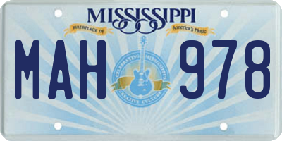 MS license plate MAH978
