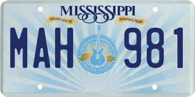 MS license plate MAH981