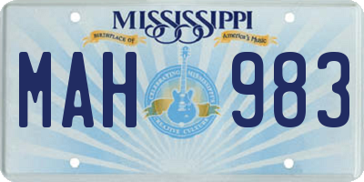 MS license plate MAH983