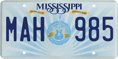 MS license plate MAH985