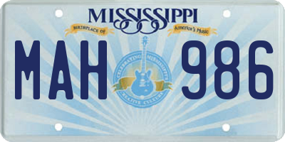 MS license plate MAH986