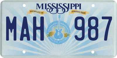 MS license plate MAH987