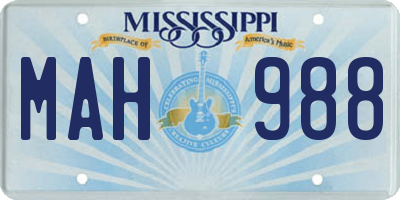 MS license plate MAH988