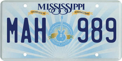 MS license plate MAH989