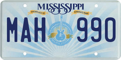 MS license plate MAH990