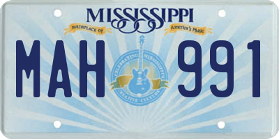 MS license plate MAH991