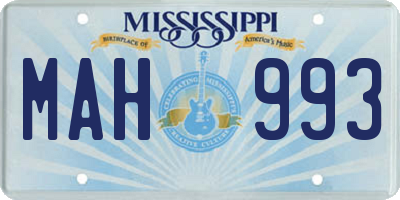 MS license plate MAH993