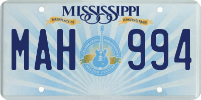 MS license plate MAH994