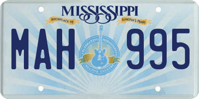 MS license plate MAH995