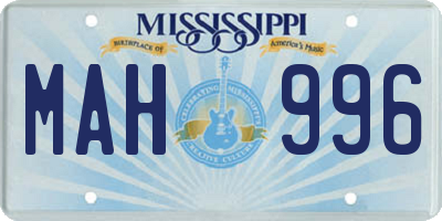 MS license plate MAH996