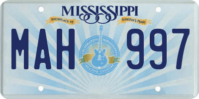 MS license plate MAH997