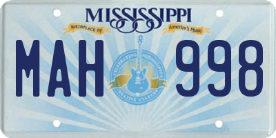 MS license plate MAH998