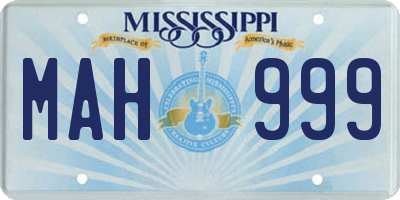 MS license plate MAH999
