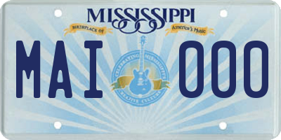 MS license plate MAI000