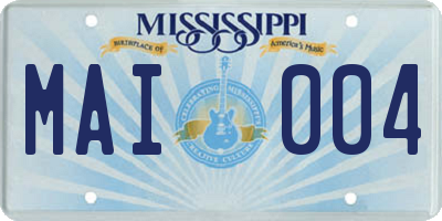 MS license plate MAI004