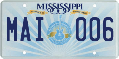 MS license plate MAI006