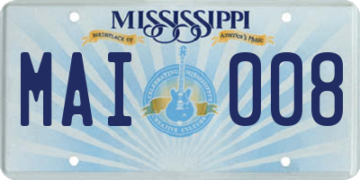 MS license plate MAI008