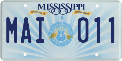 MS license plate MAI011