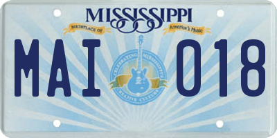 MS license plate MAI018