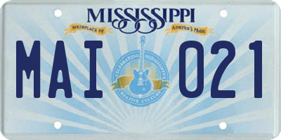 MS license plate MAI021