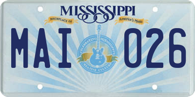 MS license plate MAI026