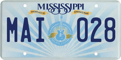 MS license plate MAI028