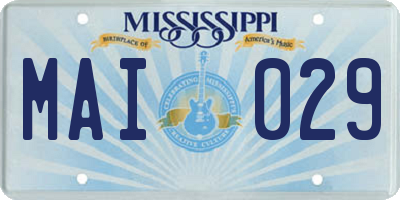 MS license plate MAI029