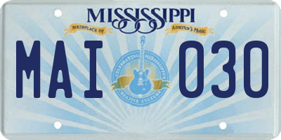 MS license plate MAI030
