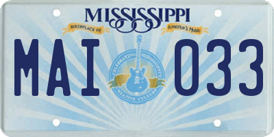MS license plate MAI033